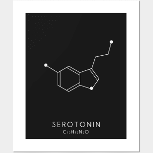 Serotonin Molecular Structure - Black Posters and Art